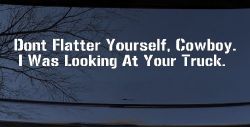 Don't Flatter Yourself Cowboy I was Looking At Your Truck Car or Truck Window Decal Sticker