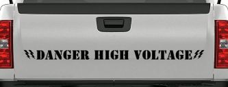 Danger High Voltage Car or Truck Window Vinyl Decal Sticker (Black)