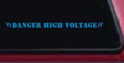 Danger High Voltage Car or Truck Window Vinyl Decal Sticker (Blue)