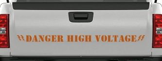 Danger High Voltage Car or Truck Window Decal Sticker (Nut Brown)