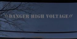 Danger High Voltage Car or Truck Window Decal Sticker (Silver)
