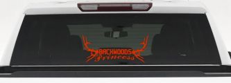 Backwoods Princess with Deer Horns Country Car or Truck Window Decal Sticker (Orange Red)