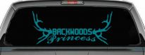 Backwoods Princess with Deer Horns Country Car or Truck Window Decal Sticker (Turquoise Blue)