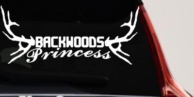 Backwoods Princess with Deer Horns Country Car or Truck Window Vinyl Decal Sticker