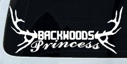 Backwoods Princess with Deer Horns Country Car or Truck Window Decal Sticker
