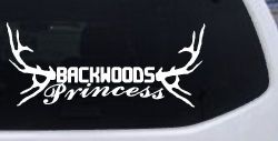 Backwoods Princess with Deer Horns Country Car or Truck Window Decal Sticker