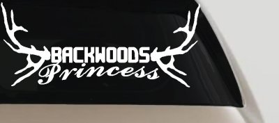 Backwoods Princess with Deer Horns Country Car or Truck Window Vinyl Decal Sticker