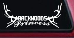 Backwoods Princess with Deer Horns Country Car or Truck Window Decal Sticker