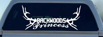 Backwoods Princess with Deer Horns Country Car or Truck Window Decal Sticker