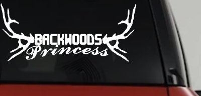 Backwoods Princess with Deer Horns Country Car or Truck Window Vinyl Decal Sticker