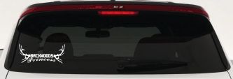 Backwoods Princess with Deer Horns Country Car or Truck Window Decal Sticker (White)