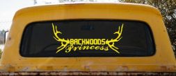 Backwoods Princess with Deer Horns Country Car or Truck Window Vinyl Decal Sticker (Yellow)