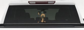 Betty Boop Leg Kicked Up Lady Biker Car or Truck Window Decal Sticker (Light Brown)
