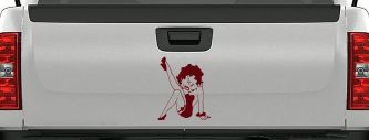 Betty Boop Leg Kicked Up Lady Biker Car or Truck Window Decal Sticker (Purple Red)