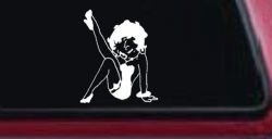 Betty Boop Leg Kicked Up Lady Biker Car or Truck Window Decal Sticker