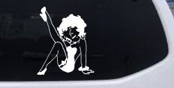 Betty Boop Leg Kicked Up Lady Biker Car or Truck Window Decal Sticker