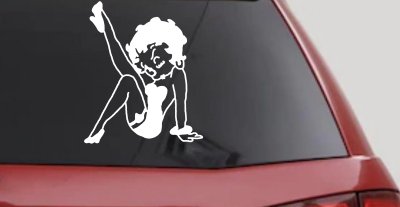 Betty Boop Leg Kicked Up Lady Biker Car or Truck Window Vinyl Decal Sticker