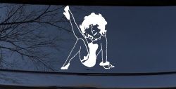 Betty Boop Leg Kicked Up Lady Biker Car or Truck Window Decal Sticker