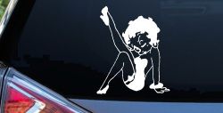 Betty Boop Leg Kicked Up Lady Biker Car or Truck Window Decal Sticker