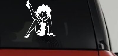 Betty Boop Leg Kicked Up Lady Biker Car or Truck Window Vinyl Decal Sticker