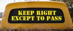Keep Right Except To Pass Car or Truck Window Decal Sticker (Yellow)