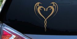 Tribal Dragon Heart Car or Truck Window Vinyl Decal Sticker (Light Brown)