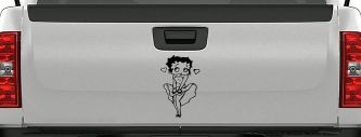 Betty Boop Skirt Lady Biker Cartoons Car or Truck Window Decal Sticker (Black)