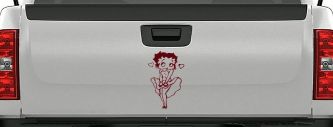 Betty Boop Skirt Lady Biker Cartoons Car or Truck Window Decal Sticker (Purple Red)