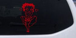 Betty Boop Skirt Lady Biker Cartoons Car or Truck Window Decal Sticker (Red)