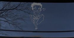 Betty Boop Skirt Lady Biker Cartoons Car or Truck Window Decal Sticker (Silver)