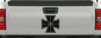 Chopper Iron Cross Spider Web Biker Car or Truck Window Vinyl Decal Sticker (Matte Black)