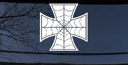 Chopper Iron Cross Spider Web Biker Car or Truck Window Decal Sticker