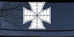 Chopper Iron Cross Spider Web Biker Car or Truck Window Decal Sticker