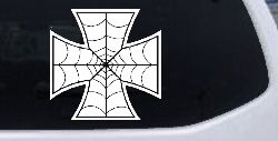 Chopper Iron Cross Spider Web Biker Car or Truck Window Decal Sticker