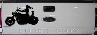 Women Biker With Jack Russell Terrier Car or Truck Window Vinyl Decal Sticker (Black)