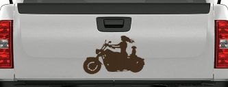 Women Biker With Jack Russell Terrier Car or Truck Window Decal Sticker (Brown)