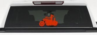 Women Biker With Jack Russell Terrier Car or Truck Window Decal Sticker (Orange Red)