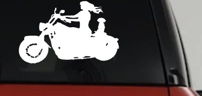 Women Biker With Jack Russell Terrier Car or Truck Window Vinyl Decal Sticker