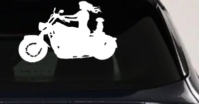 Women Biker With Jack Russell Terrier Car or Truck Window Vinyl Decal Sticker