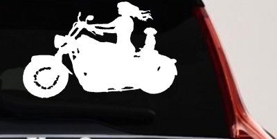 Women Biker With Jack Russell Terrier Car or Truck Window Vinyl Decal Sticker