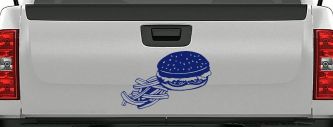 Cheeseburger and French Fries Restaurant Window Lettering  Business Car or Truck Window Decal Sticker (Navy)