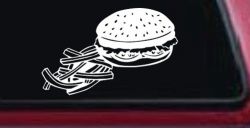 Cheeseburger and French Fries Restaurant Window Lettering  Business Car or Truck Window Decal Sticker
