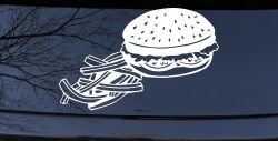 Cheeseburger and French Fries Restaurant Window Lettering  Business Car or Truck Window Decal Sticker
