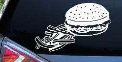 Cheeseburger and French Fries Restaurant Window Lettering  Business Car or Truck Window Decal Sticker