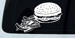 Cheeseburger and French Fries Restaurant Window Lettering  Business Car or Truck Window Decal Sticker