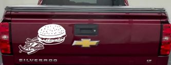 Cheeseburger and French Fries Restaurant Window Lettering  Business Car or Truck Window Decal Sticker (White)
