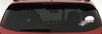 Cheeseburger and French Fries Restaurant Window Lettering  Business Car or Truck Window Decal Sticker (White)