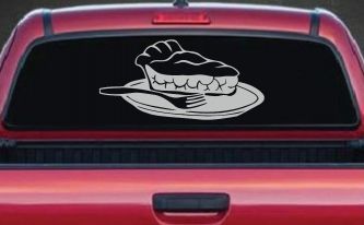 Slice of Pie Restaurant Window Lettering  Business Car or Truck Window Decal Sticker (Light Gray)