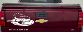 Slice of Pie Restaurant Window Lettering  Business Car or Truck Window Decal Sticker (White)