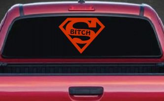 Super Bitch Girl or Woman Funny Car or Truck Window Decal Sticker (Orange Red)